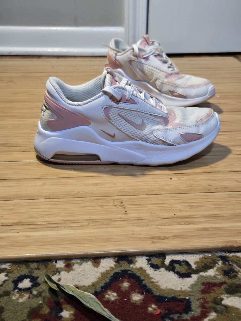 Nike Women’s White and Light Pink Mesh Sneakers